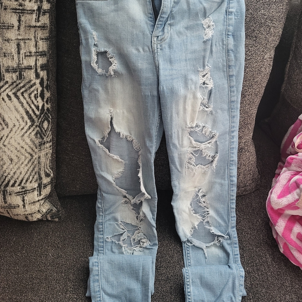 Hollister Light Blue Distressed Skinny Jeans